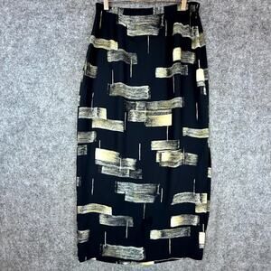 Vintage Josephine Chaus Maxi Skirt Womens 10 Navy Blue Art Deco Abstract Gallery